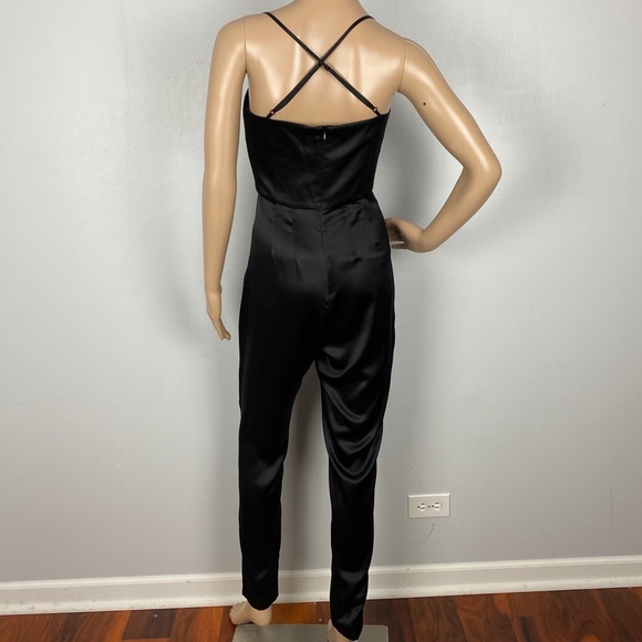 NEW MICHELLE MASON BLACK BANDED SILK JUMPSUIT - Picture 8 of 10